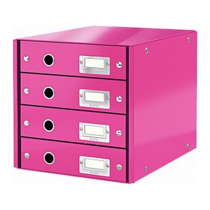 LEITZ Schubladenbox Click & Store pink 60490023, DIN A4 mit 4 Schubladen, 1 St.