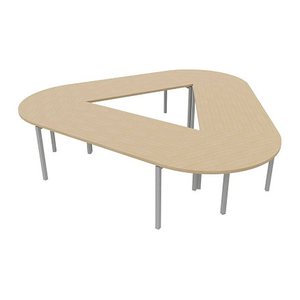 Quadrifoglio Konferenztisch Idea+ eiche Trapezform, Vierkantrohr alu, 320,0 x 298,0 x 74,0 cm