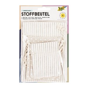 folia Stoffsäckchen mit Motiv Streifen und Punkte 8,0/10,0/13,0 x 10,0/130,/18,0 cm, 1 Pack