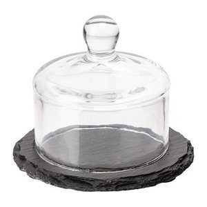 APS Schieferplatte mit Glasglocke schwarz Ø 10,5 cm, 1 St.