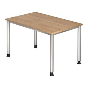 HAMMERBACHER HS12 höhenverstellbarer Schreibtisch nussbaum rechteckig, 4-Fuß-Gestell silber 120,0 x 80,0 cm