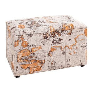 HAKU Möbel Sitztruhe 25975 Motiv Weltkarte Holz 65,0 cm