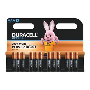 DURACELL Batterien Optimum Alkali-Mangan Micro AAA 1,5 V, 12 St.