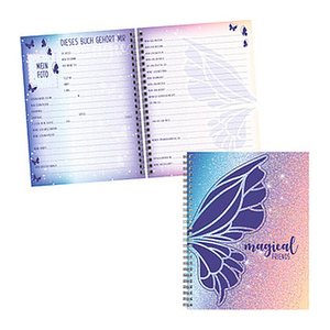 BRUNNEN Freundebuch Magic Butterfly ca. DIN A5 liniert, lila/roa Hardcover 80 Seiten, 1 St.