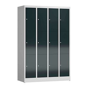 ClassiX Schließfachschrank anthrazit, lichtgrau X-520348, 12 Schließfächer 118,5 x 50,0 x 180,0 cm