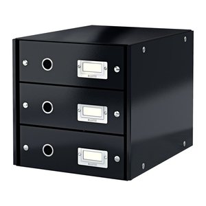 LEITZ Schubladenbox Click & Store schwarz 60480095, DIN A4 mit 3 Schubladen, 1 St.