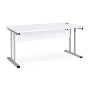 Schreibtisch – T-Fuß – Fixe höhe inkl. Knieraumblende (1200 x 800 x 730 mm, Platte Weiß)