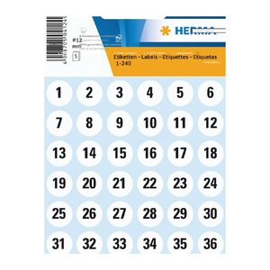 HERMA Zahlen 12 mm 1-240 Papier weiß schwarz