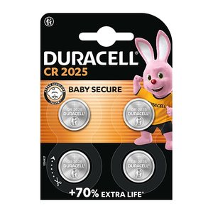 DURACELL Knopfzellen CR 2025 Lithium 3,0 V, 4 St.