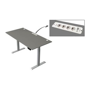 Kerkmann Move 1 plus elektrisch höhenverstellbarer Schreibtisch grafit rechteckig, T-Fuß-Gestell grau 160,0 x 80,0 cm