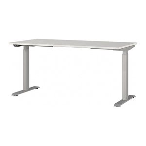 GERMANIA JET höhenverstellbarer Schreibtisch lichtgrau rechteckig, T-Fuß-Gestell silber 160,0 x 80,0 cm