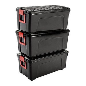 IRIS Ohyama Multi Aufbewahrungsboxen 3x 75,0 l schwarz, rot 39,5 x 78,0 x 56,0 cm, 3 St.