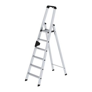 MUNK Stehleiter einseitig 40106 silber 6 Stufen, H: 181,0 cm