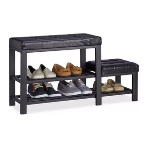 relaxdays Schuhbank 10023312_46 schwarz Metall 90,5 cm