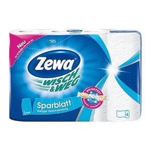 Zewa Küchenrollen WISCH&WEG Sparblatt 2-lagig, 4 Rollen