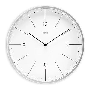 hama Wanduhr Sardinien weiß silber Kunststoff, Ø 30,0 cm