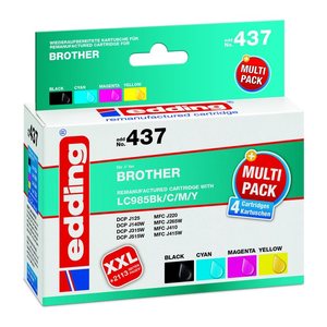 edding EDD-437 schwarz, cyan, magenta, gelb Druckerpatronen kompatibel zu brother LC-985BK/C/M/Y, 4er-Set