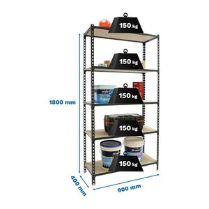 Simonrack Schwerlastregal MADERCLICK 8425437099298 anthrazit 90,0 x 40,0 x 180,0 cm