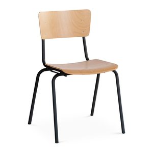 Holz-Stapelstuhl mit extra breiter Sitzfläche (390 mm) (Gestell RAL 9005)