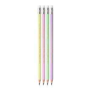BIC EVOLUTION PASTEL Bleistifte HB rosa, lila, grün, gelb mit Radierer, 10 St.