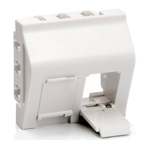 Equip Frontplatte 2xKeystone French abgew. 45x45mm RAL9010 Polybeutel