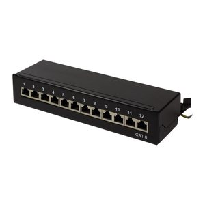 Logilink Patchpanel Tisch/Wand Cat.6 STP 12 Ports, schwarz