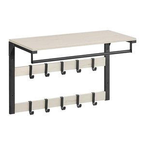 VASAGLE Wandgarderobe weiß Holz 10 Haken 65,0 x 42,0 cm, 1 St.