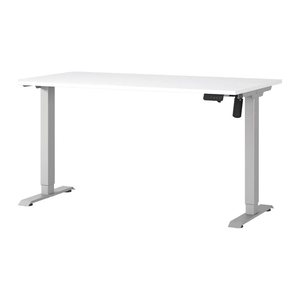 GERMANIA Boras höhenverstellbarer Schreibtisch weiß rechteckig, T-Fuß-Gestell silber 140,0 x 80,0 cm