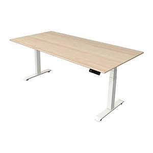Kerkmann Move 4 elektrisch höhenverstellbarer Schreibtisch ahorn rechteckig, T-Fuß-Gestell weiß 200,0 x 100,0 cm