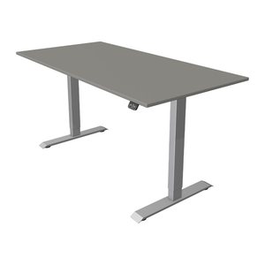 Kerkmann Move 1 elektrisch höhenverstellbarer Schreibtisch lichtgrau rechteckig, T-Fuß-Gestell silber 160,0 x 80,0 cm