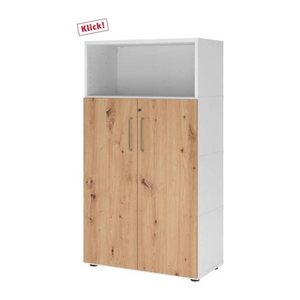HAMMERBACHER Regalschrank FlexWall, VFW48T3KG/W/R/BS weiß, asteiche 80,0 x 40,0 x 145,0 cm, 1 St.