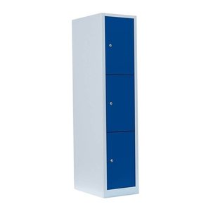 LÜLLMANN Schließfachschrank enzianblau, lichtgrau 523311, 3 Schließfächer 41,5 x 50,0 x 180,0 cm