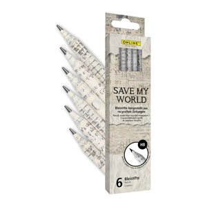 ONLINE® Save My World Bleistifte HB grau, 6 St.