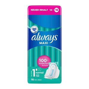 always Binden Maxi Normal mit Flügeln für leichte bis mittlere Tage, 16 St.