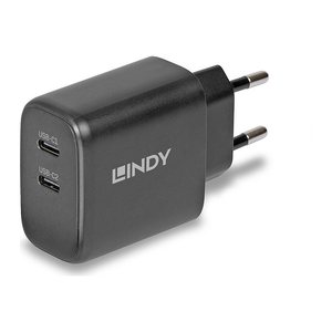 LINDY USB-C Ladegerät 2-Port GaN Charger 65W, schwarz