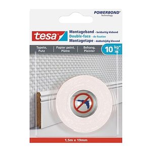 tesa Montageband 77742 doppelseitiges Klebeband 19,0 mm x 1,5 m, 1 Rolle