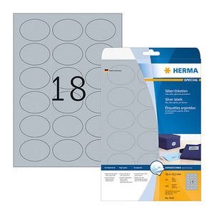 HERMA Folienetiketten 4116 silber 58,4 x 42,3 mm, 25 Blatt