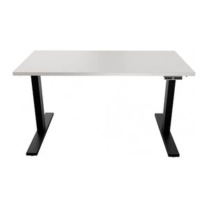BISLEY E-WonderTech elektrisch höhenverstellbarer Schreibtisch lichtgrau rechteckig, T-Fuß-Gestell schwarz 180,0 x 80,0 cm
