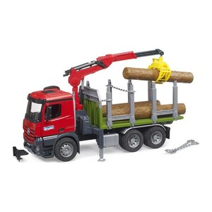 bruder MB Arocs Holztransport LKW mit Ladekran, Greifer und 3 Baumstämmen 03669 Spielzeugauto
