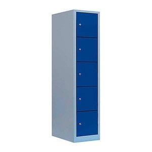LÜLLMANN Schließfachschrank enzianblau, lichtgrau 523911, 5 Schließfächer 41,5 x 50,0 x 190,0 cm
