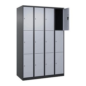 CP Schließfachschrank Classic Plus schwarzgrau, weißaluminium 080000-403 S10037, 12 Schließfächer 120,0 x 50,0 x 185,0 cm
