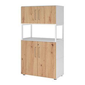 HAMMERBACHER Regalschrank FlexWall, VFW48K5RG/W/R/BS weiß, asteiche 80,0 x 40,0 x 145,0 cm, 1 St.