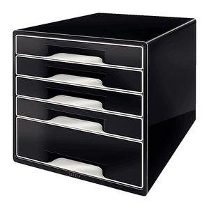 LEITZ Schubladenbox CUBE Duo Colour schwarz/grau 52531095, DIN A4 mit 5 Schubladen, 1 St.