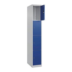 CP Schließfachschrank Classic Plus lichtgrau, enzianblau 080000-104 S10003, 4 Schließfächer 30,0 x 50,0 x 185,0 cm