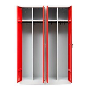 Gürkan Spind lichtgrau, feuerrot 104994, 2 Schließfächer 117,0 x 50,0 x 180,0 cm
