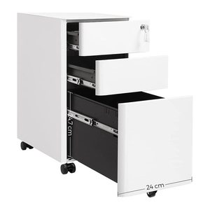 SONGMICS Rollcontainer weiß 3 Auszüge 30,0 x 46,0 x 59,2 cm