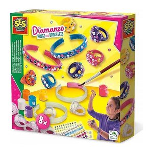 SES Creative® Schmuck-Basteln-Set Diamanzo Ringe&Armbänder mehrfarbig