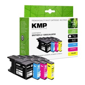 KMP B59VX schwarz, cyan, magenta, gelb Druckerpatronen kompatibel zu brother LC-1280XLVALBP, 4er-Set