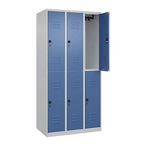 CP Spind Classic Plus lichtgrau, fernblau 080300-30 S10005, 6 Schließfächer 90,0 x 50,0 x 185,0 cm