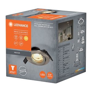 LEDVANCE RECESS DOWNLIGHT TWISTLOCK GU10 LED Einbaustrahler silber 4,3 W